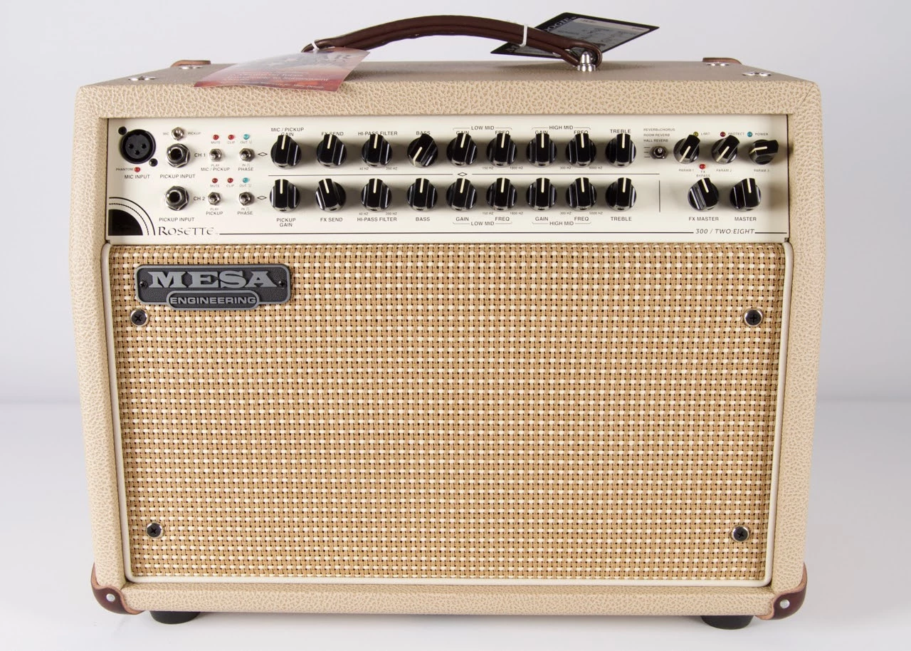 Mesa Boogie Rosette 300 Two:8 Acoustic Guitar Amp, Brit Tan Cream 1 Mesa Boogie Rosette 300 Two:8 Acoustic Guitar Amp, Brit Tan Cream