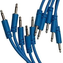 Starving Students Music Supplies Luigi's Modular Supply Spaghetti Eurorack Patch Cables - Package Of 5 Blue Cables, 24" (60 Cm) Modular Synthesizer Accessories