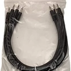 Starving Students Music Supplies Luigi's Modular Supply Bucatini Braided Patch Cables - Package Of 5 Black Cables, 12" (30 Cm) Modular Synthesizer Accessories