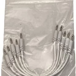 Starving Students Music Supplies Luigi's Modular Supply Spaghetti Eurorack Patch Cables - Package Of 5 White Cables, 6" (15 Cm) Modular Synthesizer Accessories