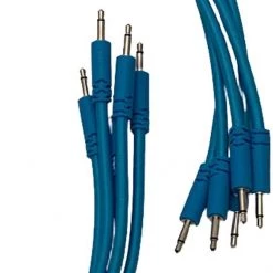 Starving Students Music Supplies Luigi's Modular Supply Bucatini Braided Patch Cables - Package Of 5 Blue Cables, 18" (45 Cm) Modular Synthesizer Accessories
