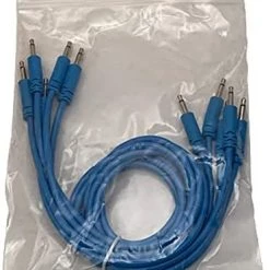 Starving Students Music Supplies Luigi's Modular Supply Spaghetti Eurorack Patch Cables - Package Of 5 Blue Cables, 24" (60 Cm) Modular Synthesizer Accessories