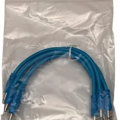 Starving Students Music Supplies Luigi's Modular Supply Bucatini Braided Patch Cables - Package Of 5 Blue Cables, 6" (15 Cm)